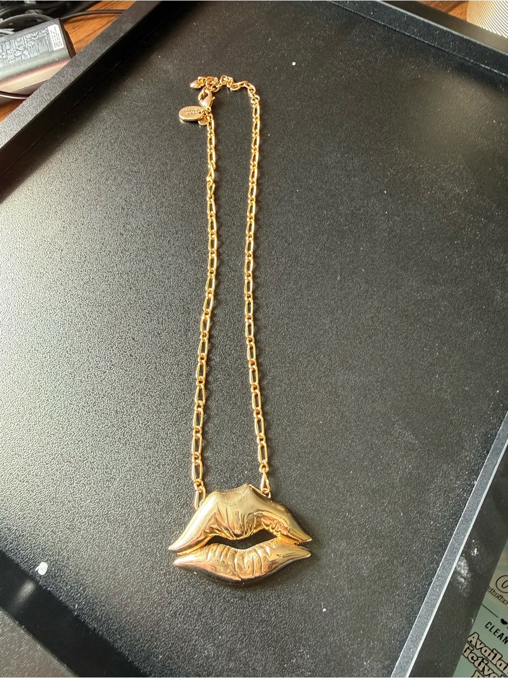 Love Janice Gold Tone Lips Pendant Necklace Lips Glam Pendant